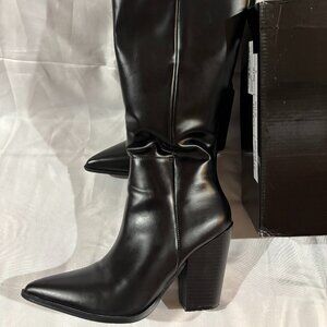 Nasty Gal Faux Leather Western Knee Boots Size US 7 / UK 5